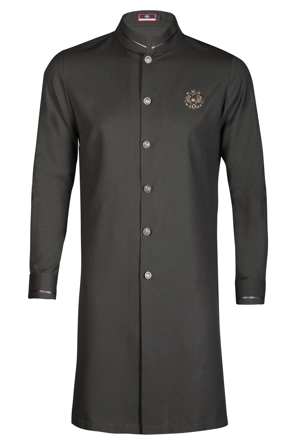 Military Green Crested Shirt Kurta