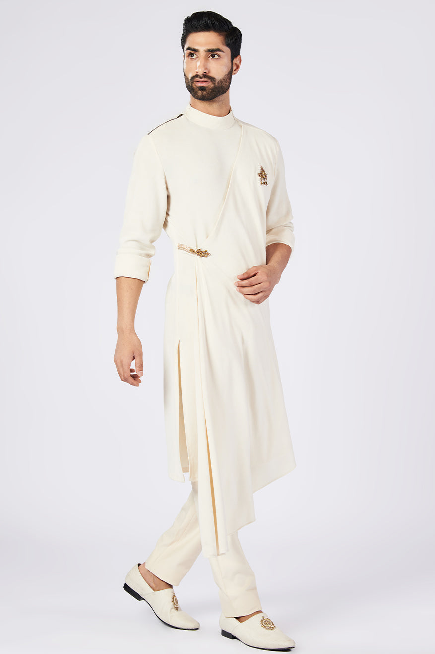 Off-White Side Drape Kurta