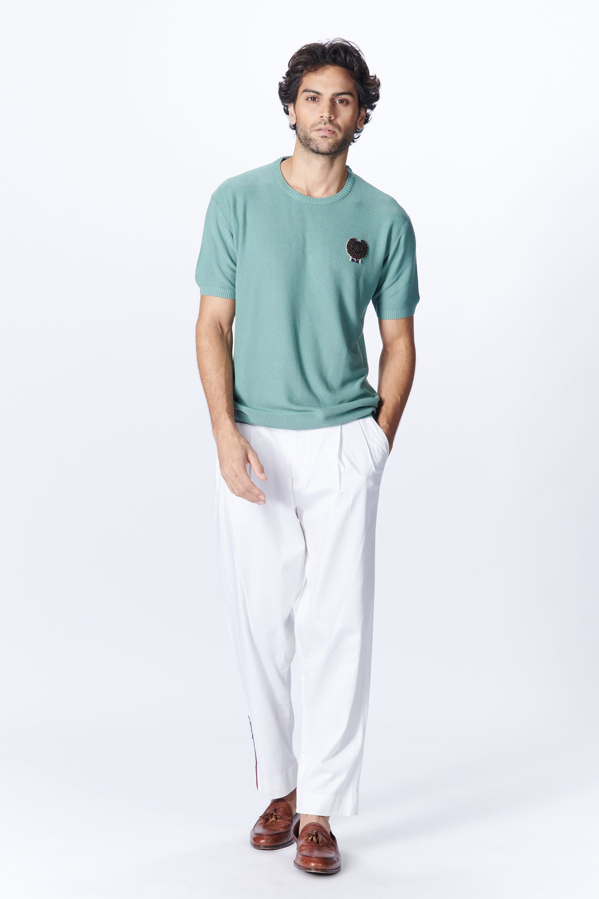 SNCC Moss Green Knit T-Shirt with Crest