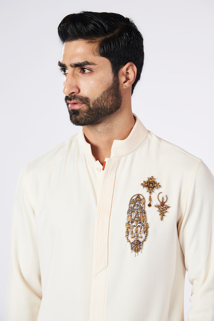 Classic Shirt with Embroidered patchwork