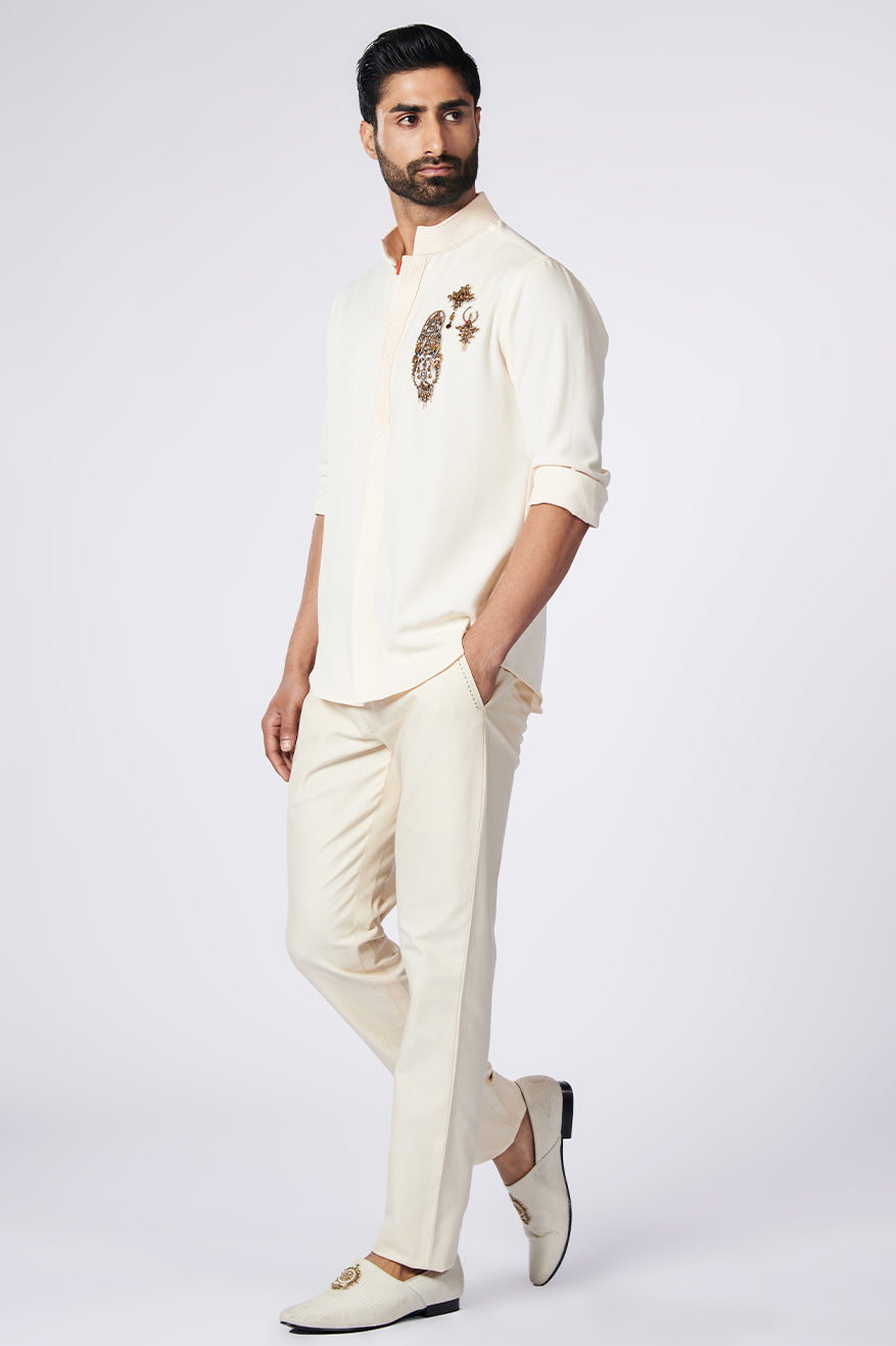 Classic Shirt with Embroidered patchwork