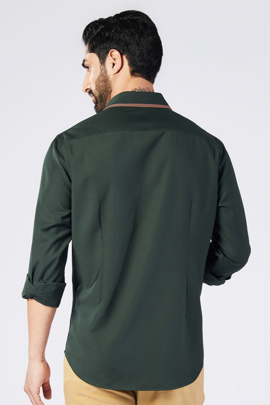 Military Shirt with Contrasting Placket