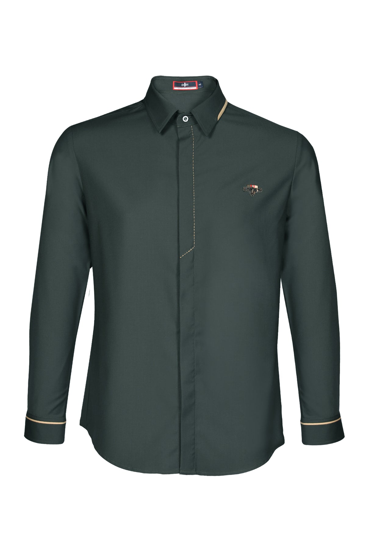 Crested Military Green Shirt