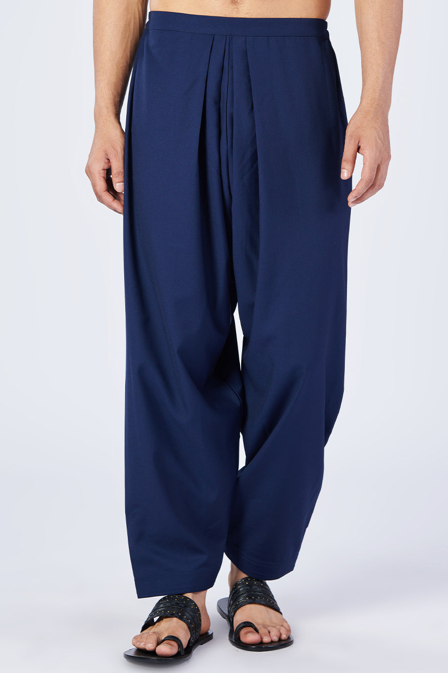 Navy Pleated Pants
