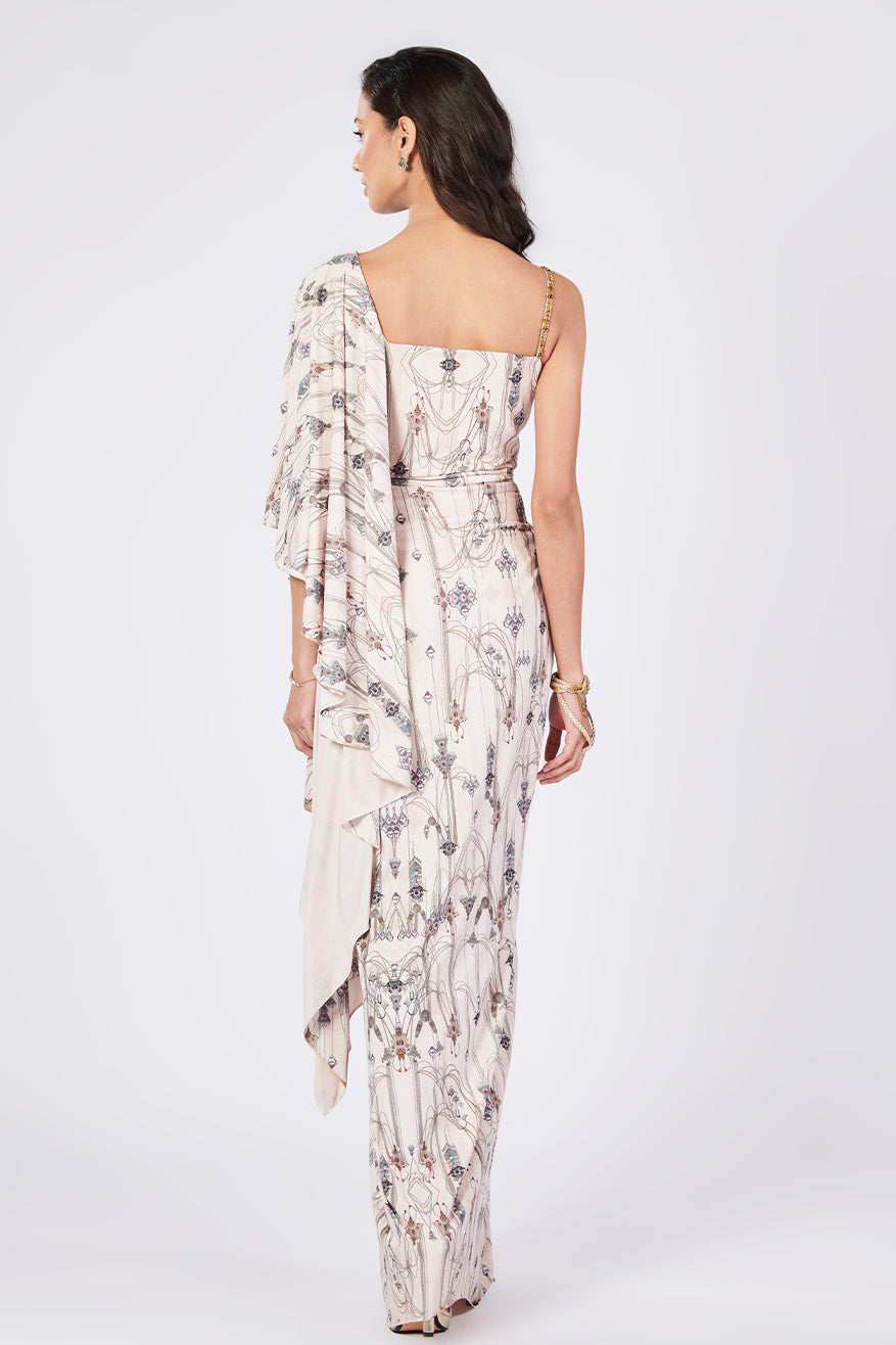 Jewel Printed Drape Saree Gown