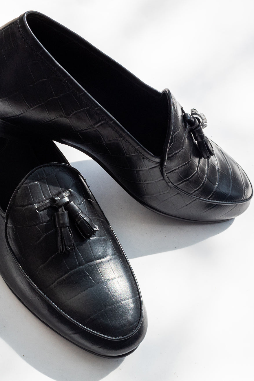 Croco Texture Leather Shoes