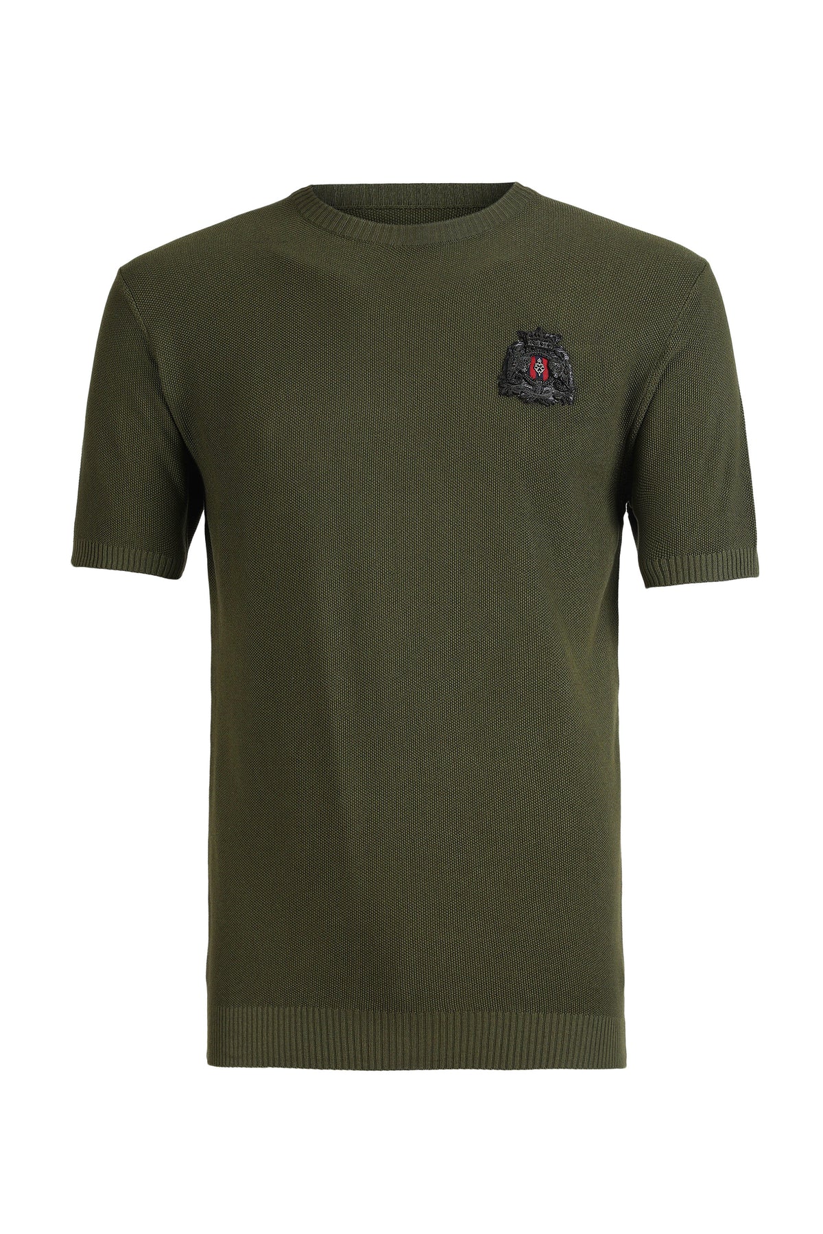 SNCC Moss Green Knit T-Shirt with Crest
