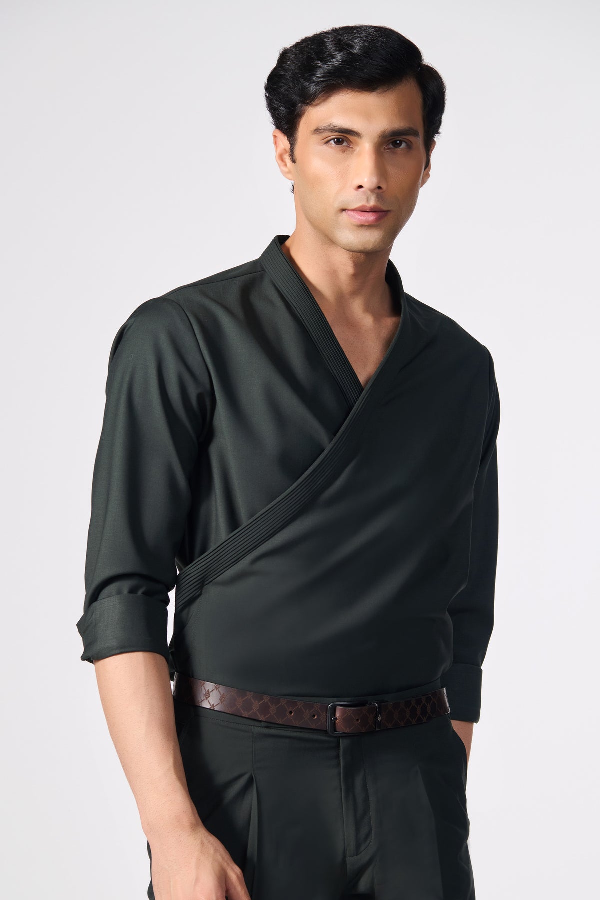Military Green Draped Shirt