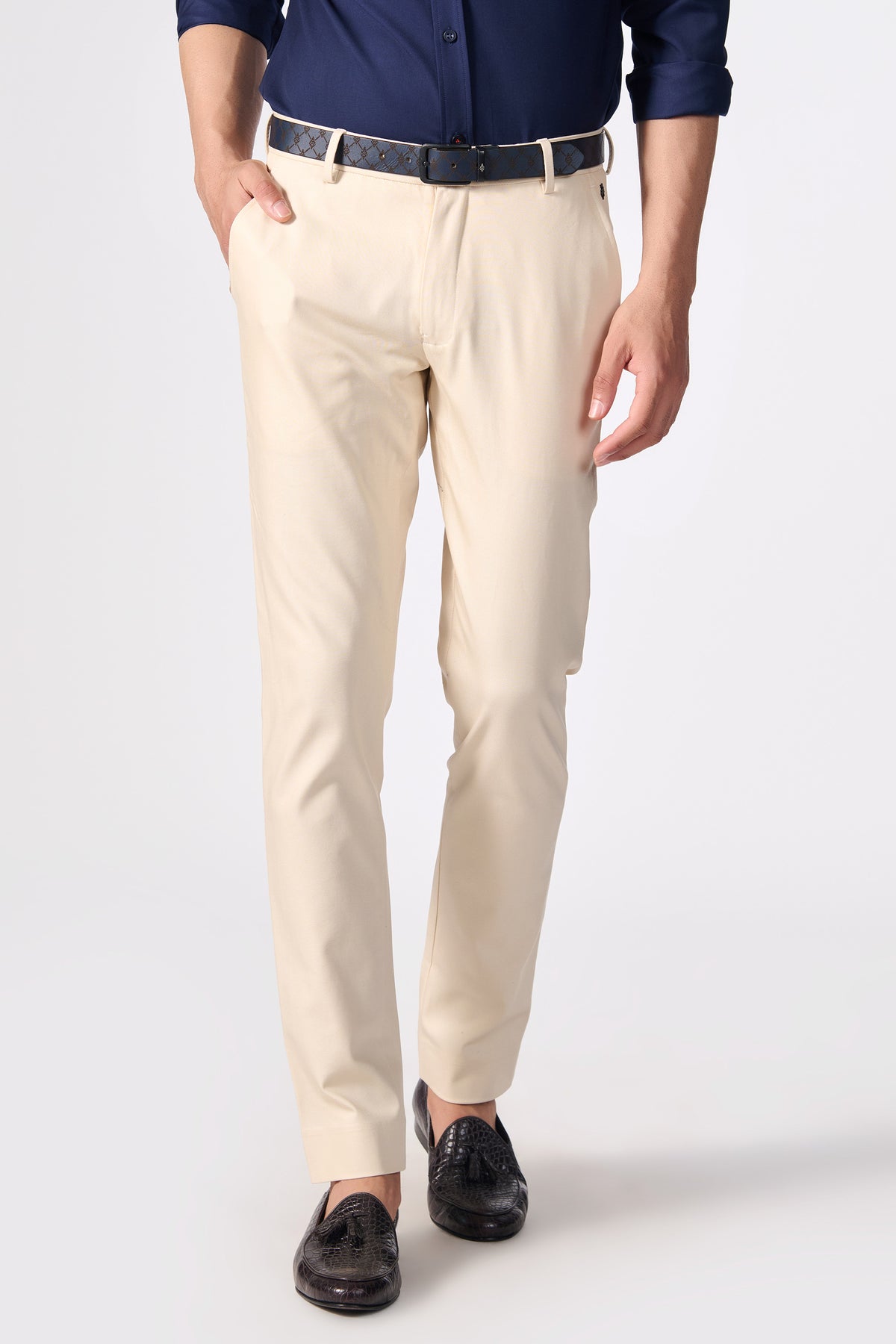 Off-White Trousers with S&N Tape Detailing