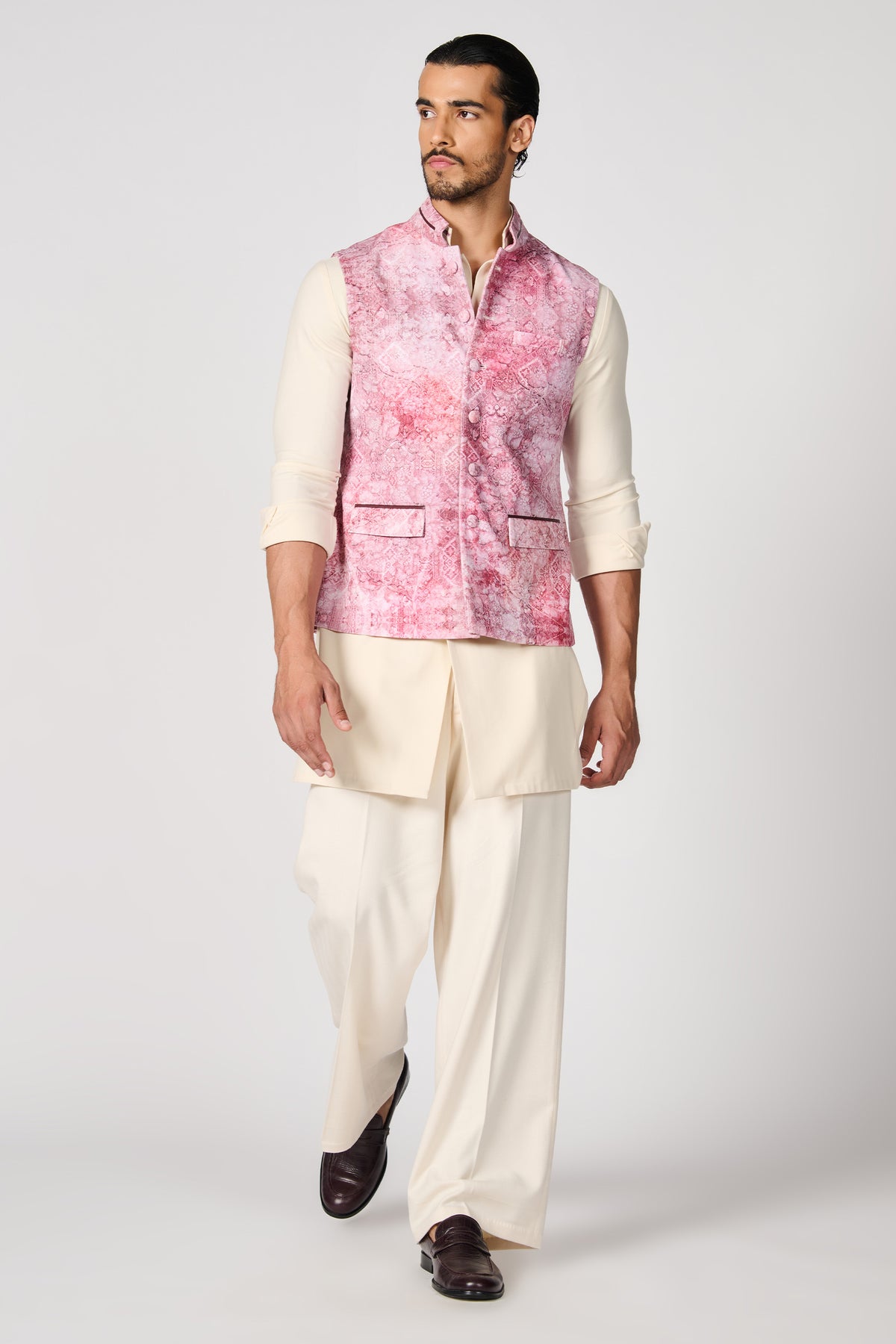 Pink Printed Waistcoat