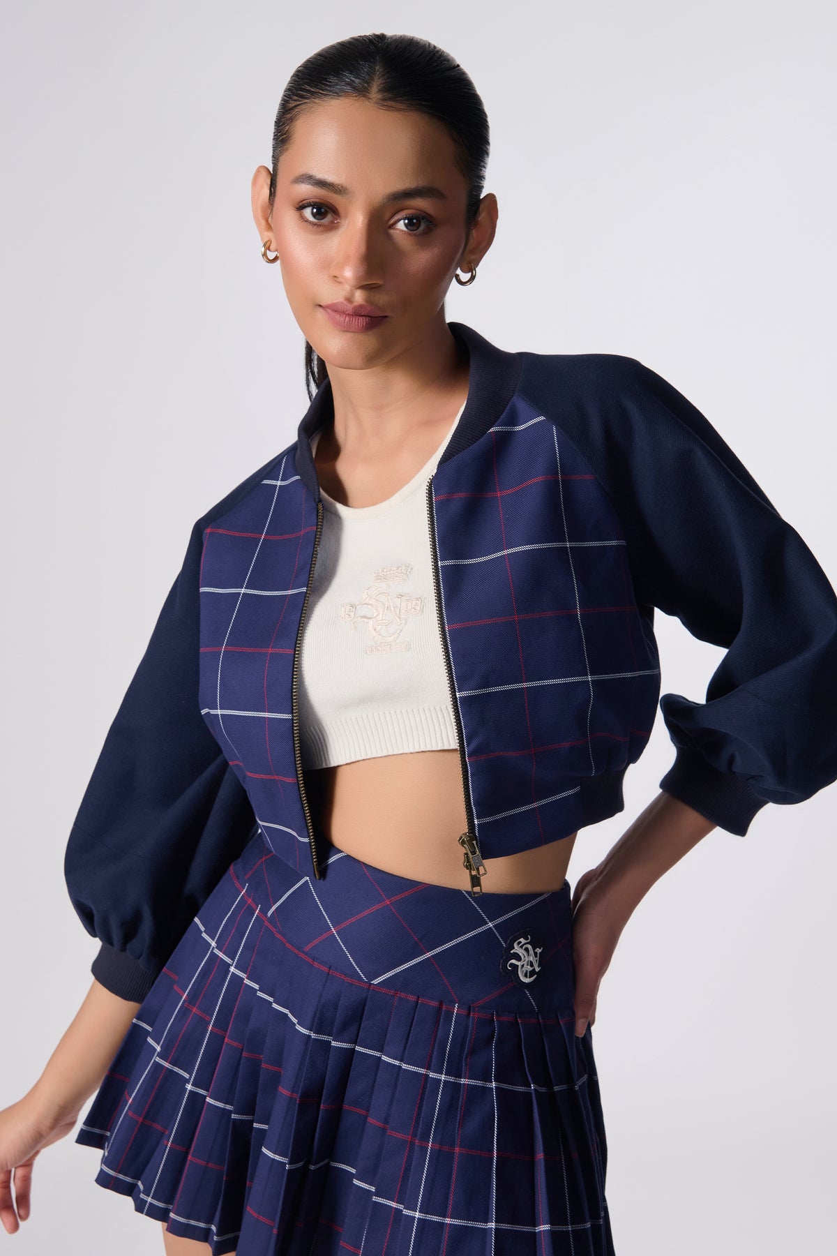 SNCC Plaid Crop Varsity