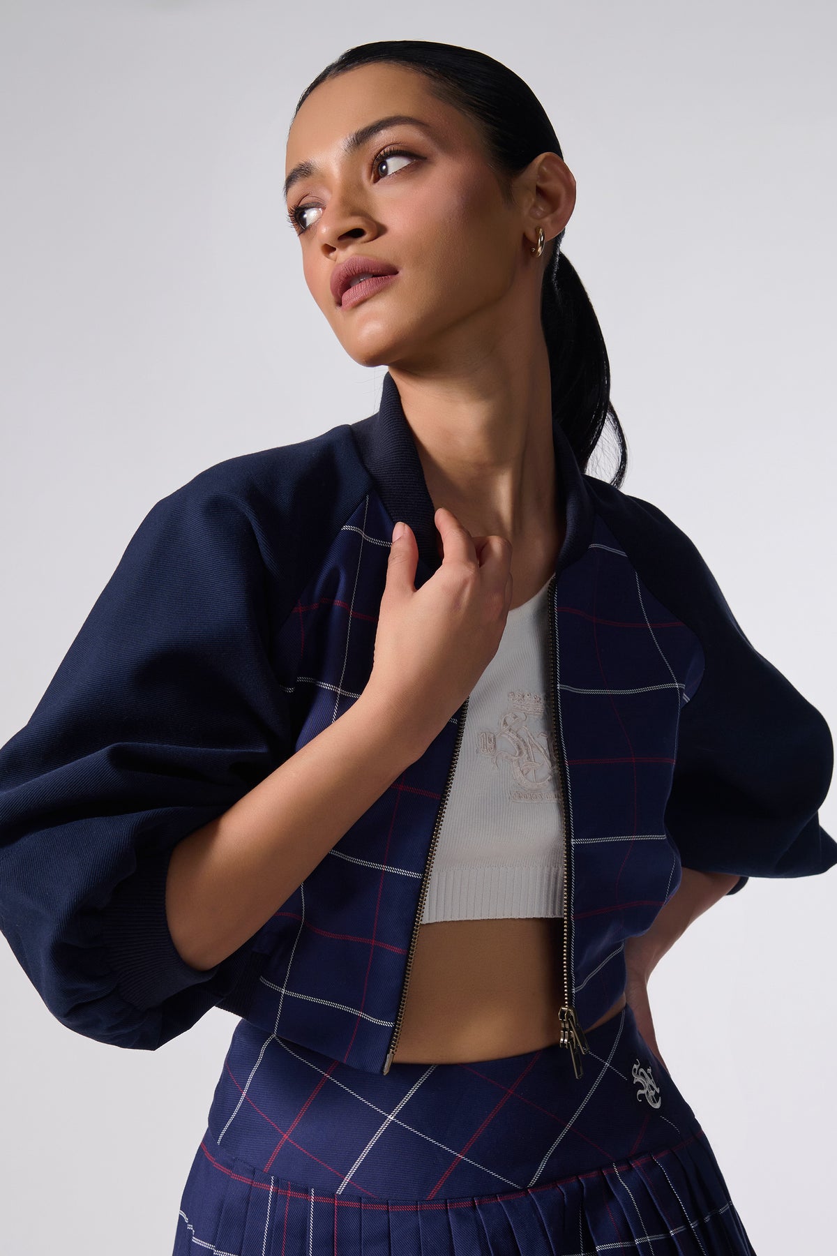 SNCC Plaid Crop Varsity