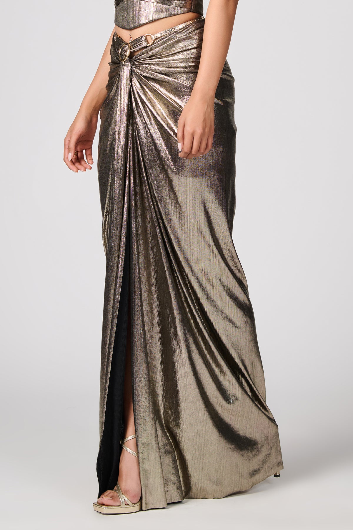 Metallic Twisted Drape Skirt