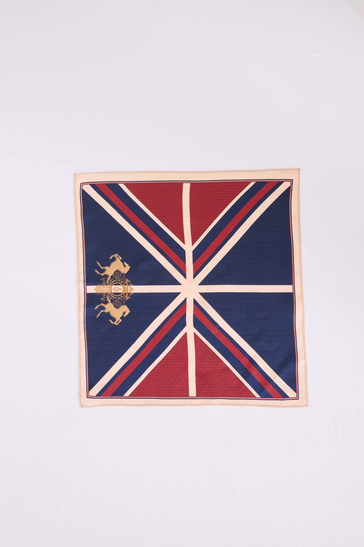 Navy and Cherry Geometric Print Pocket Square