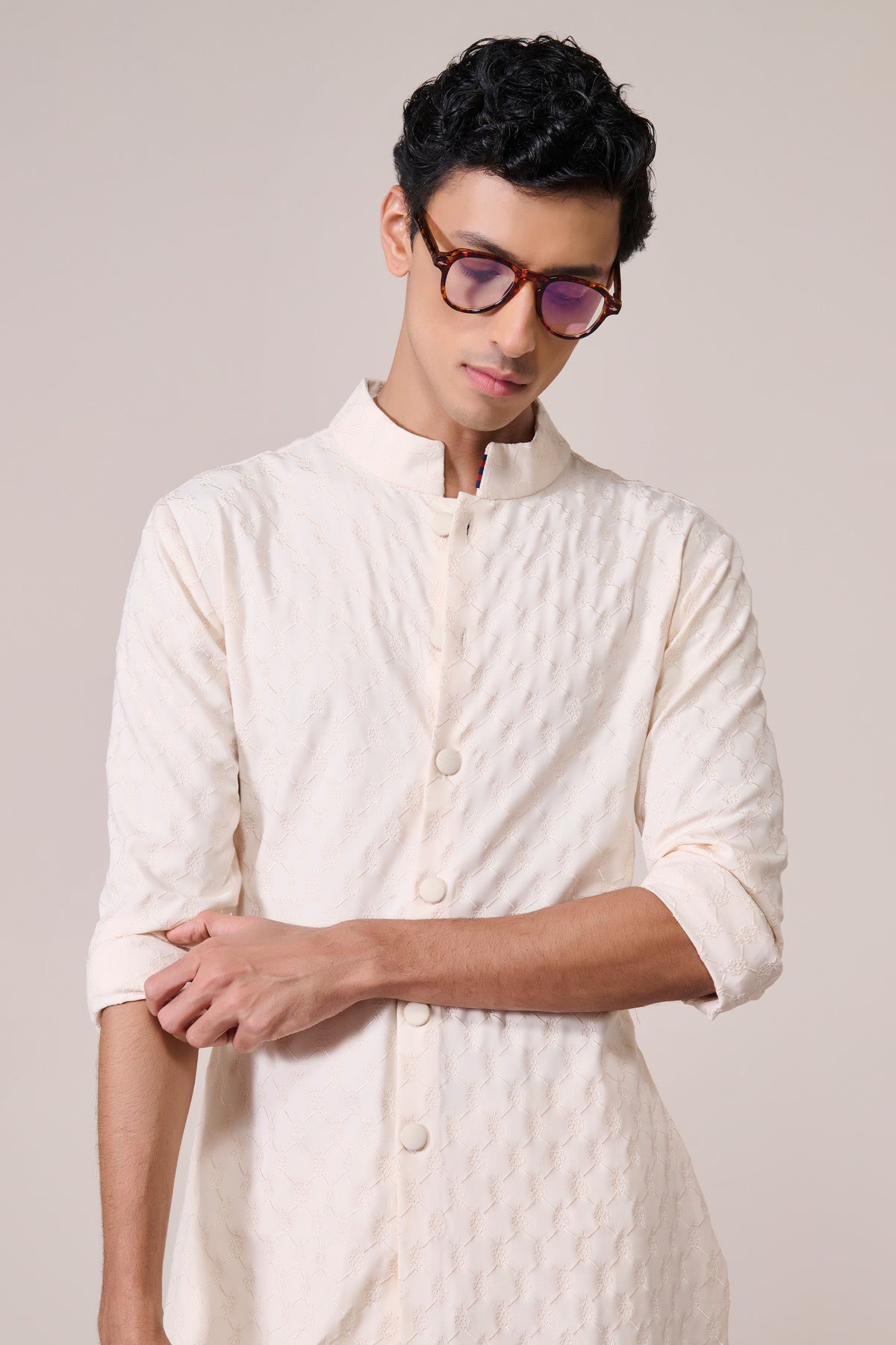 Navy Adamas Embroidered Kurta