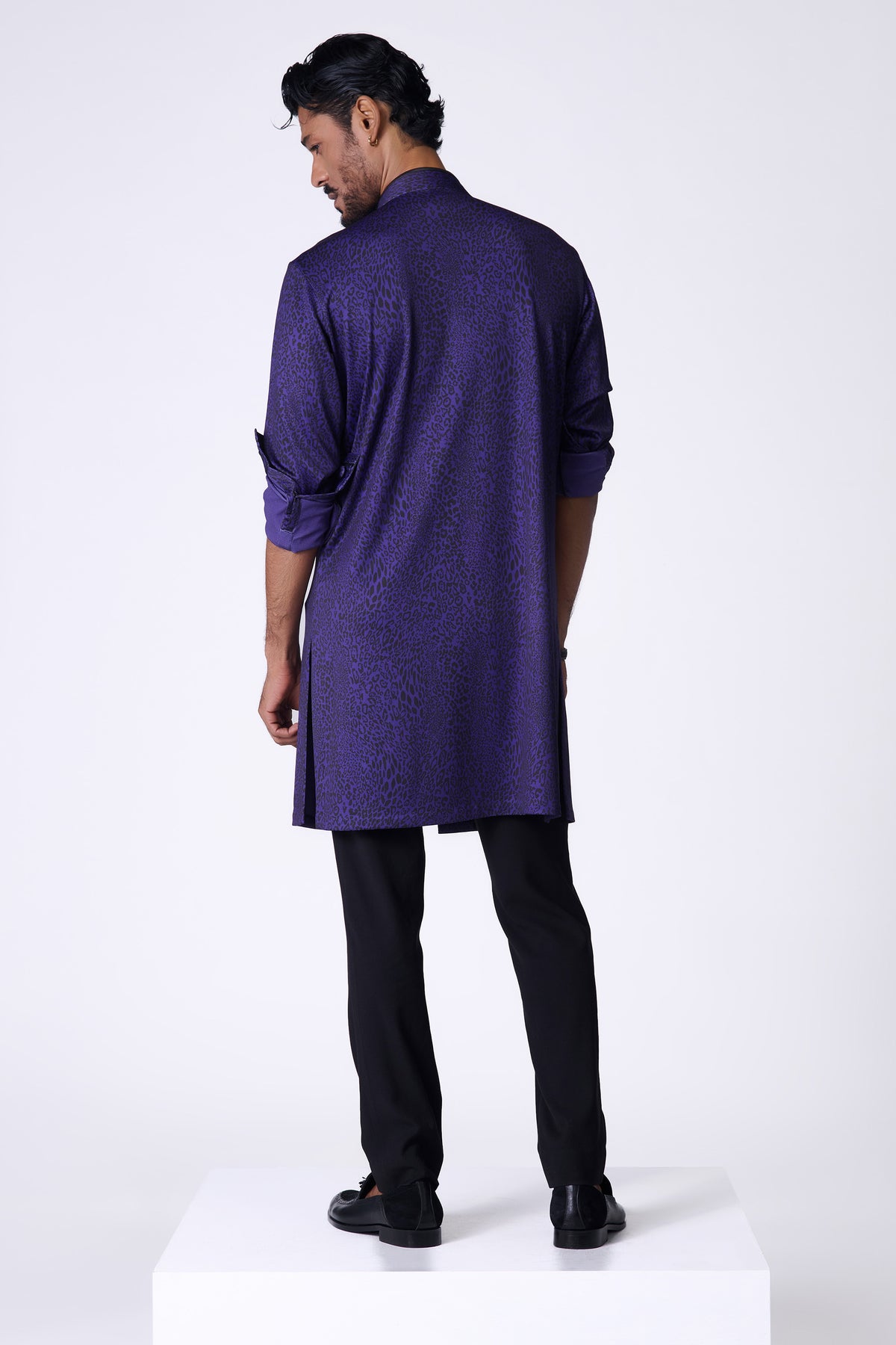 Purple Leopard Print Shirt Kurta
