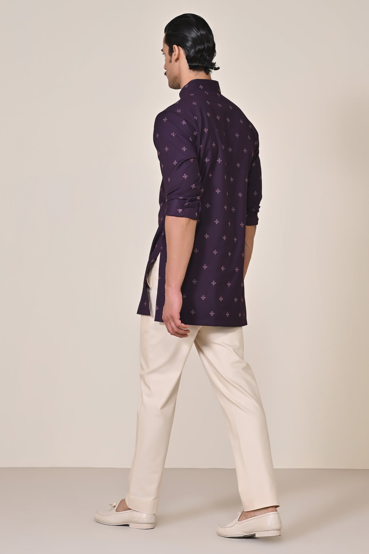 Purple Thread-Embroidered Kurta