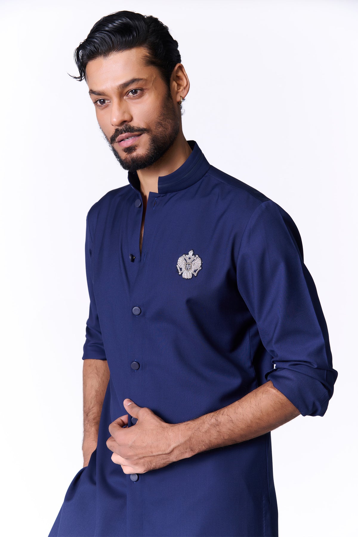 Navy Crested Shirt Kurta