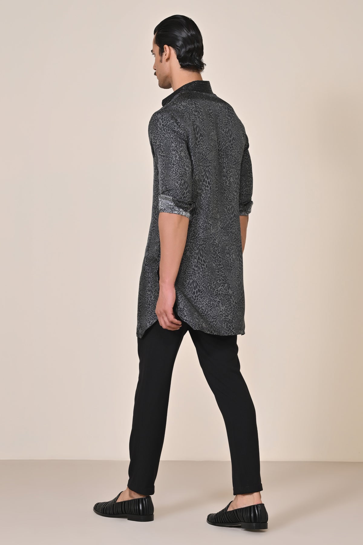 Grey Leopard Print Kurta