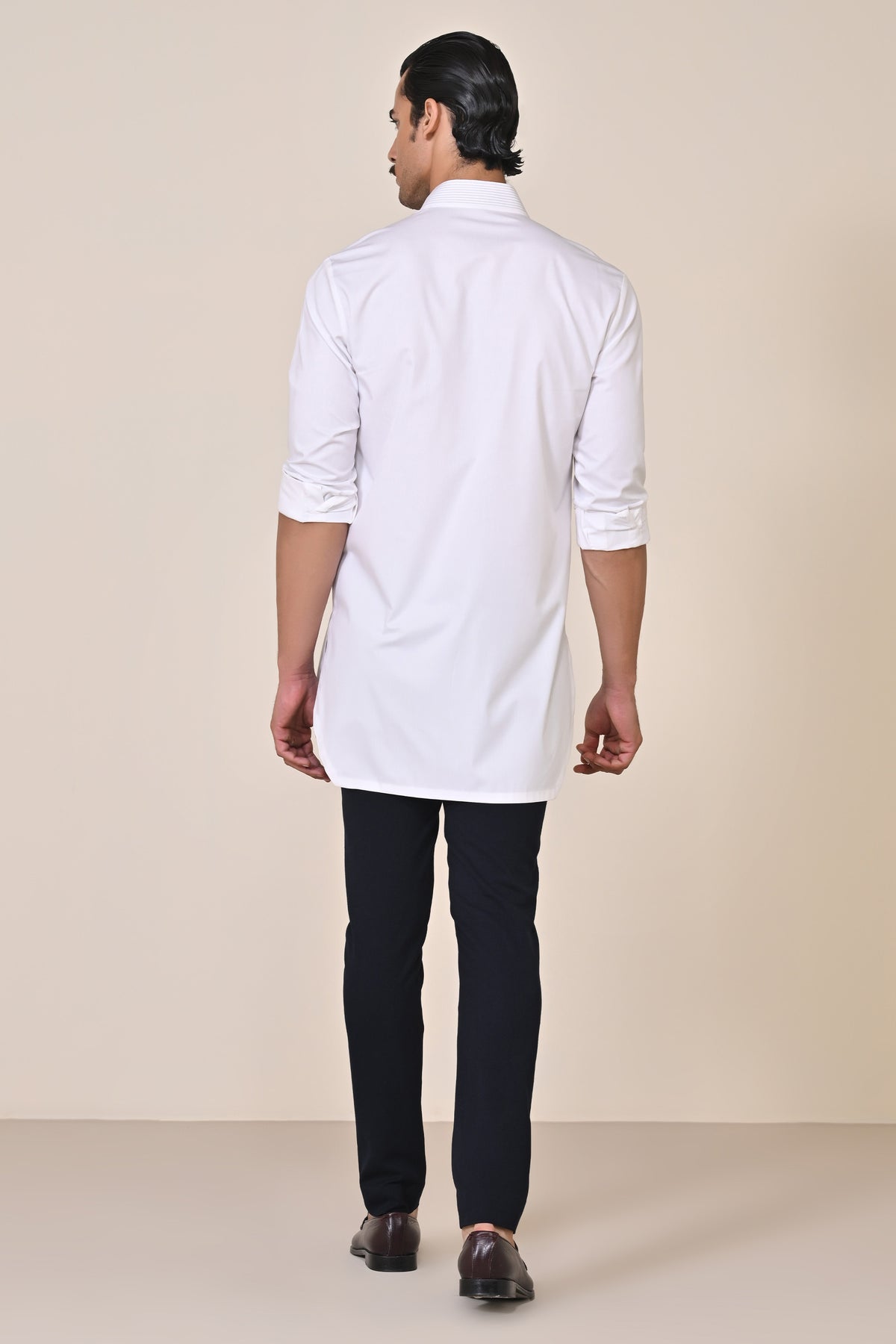 Classic Off White Kurta with Embroidered Crest