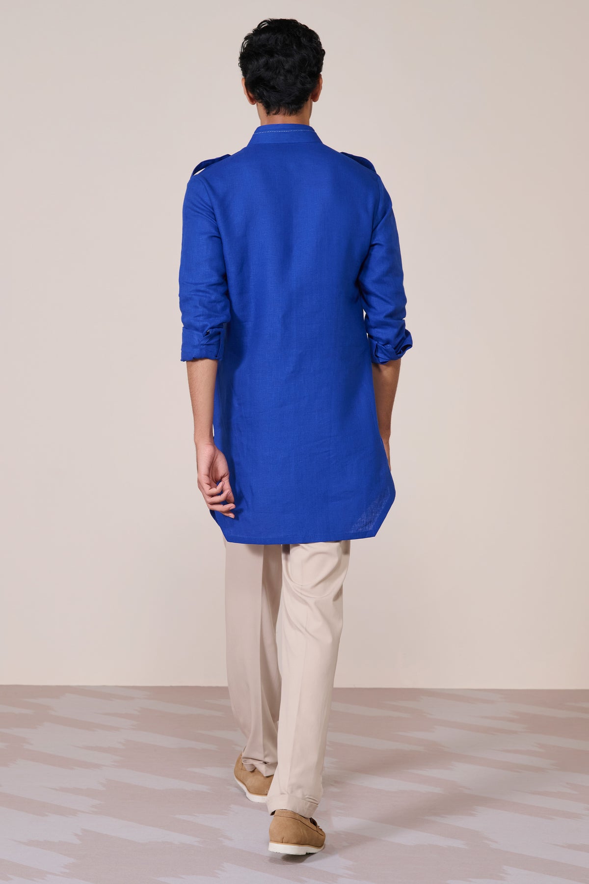 Racer Blue Linen Slim Fit Kurta