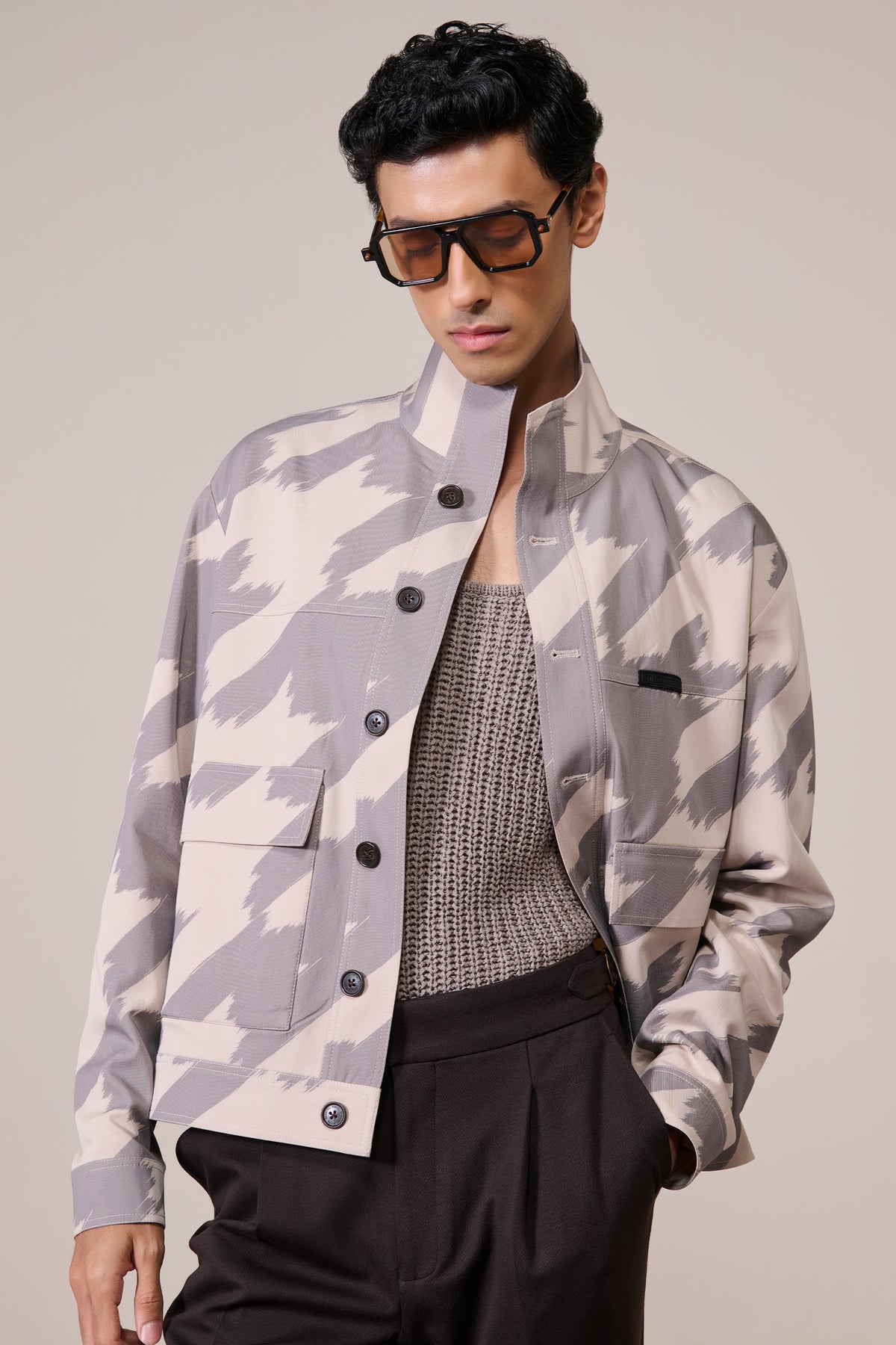 Funnel Neck Printed Layering