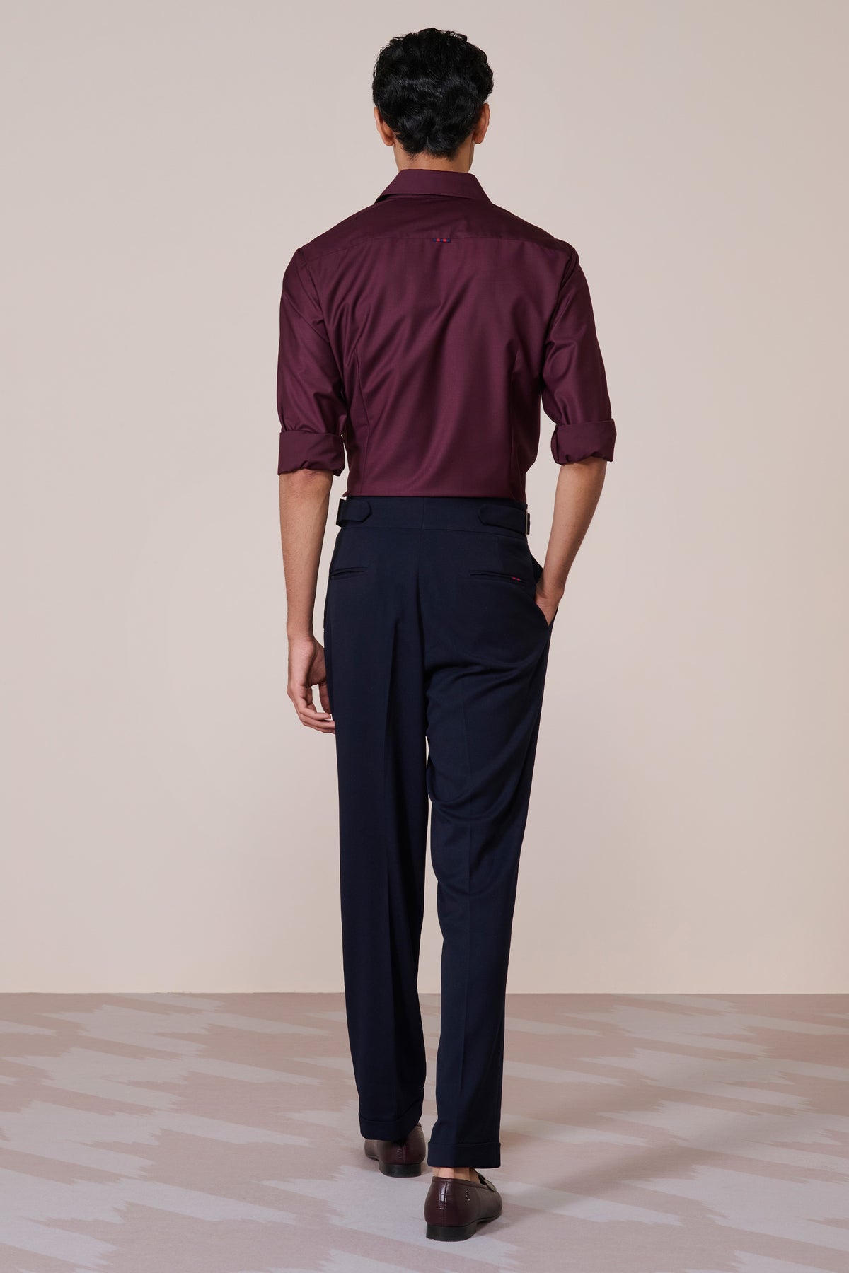 Signature Plum Shirt with Embroidered Crest