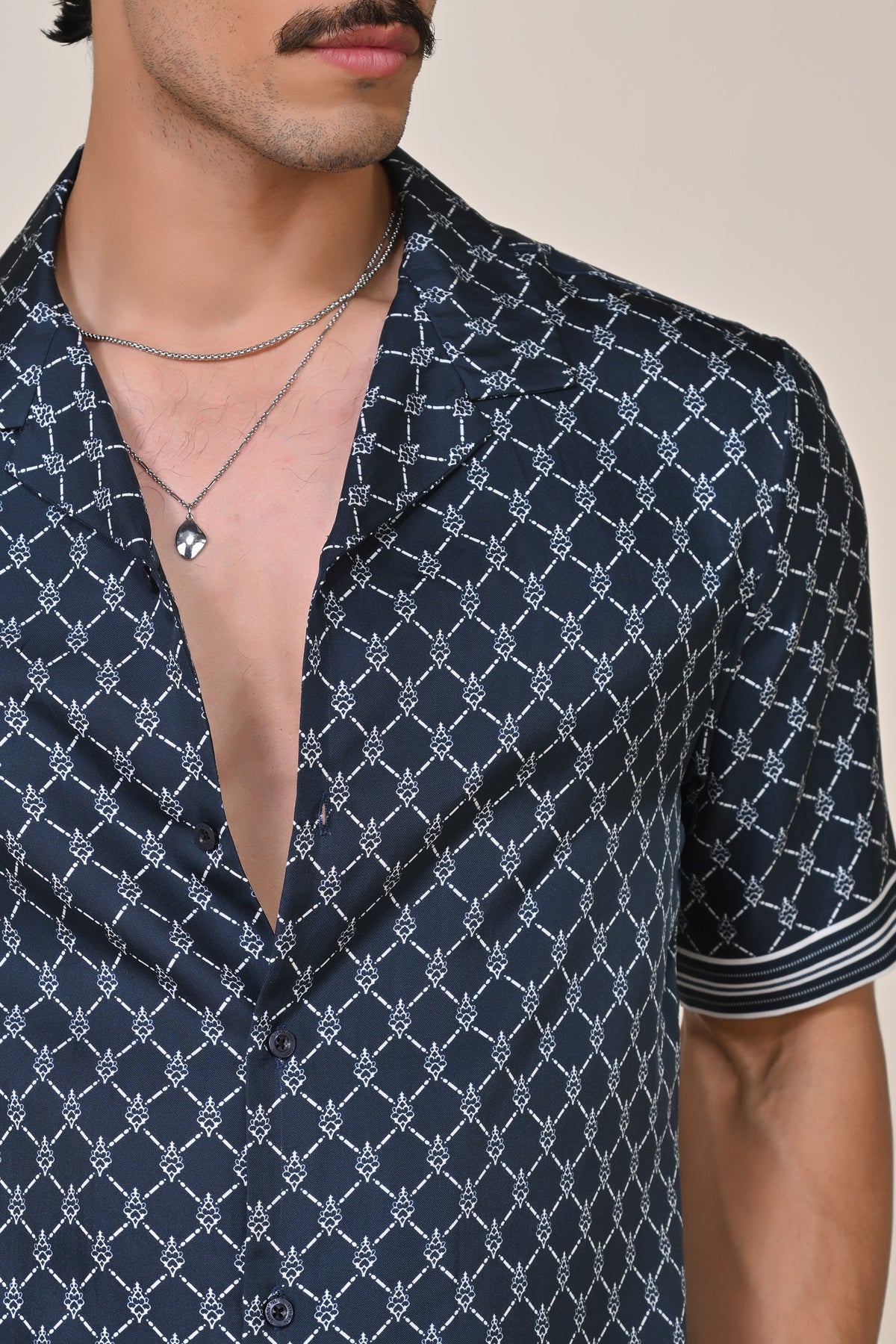 Navy Twill Silk Adamas Shirt