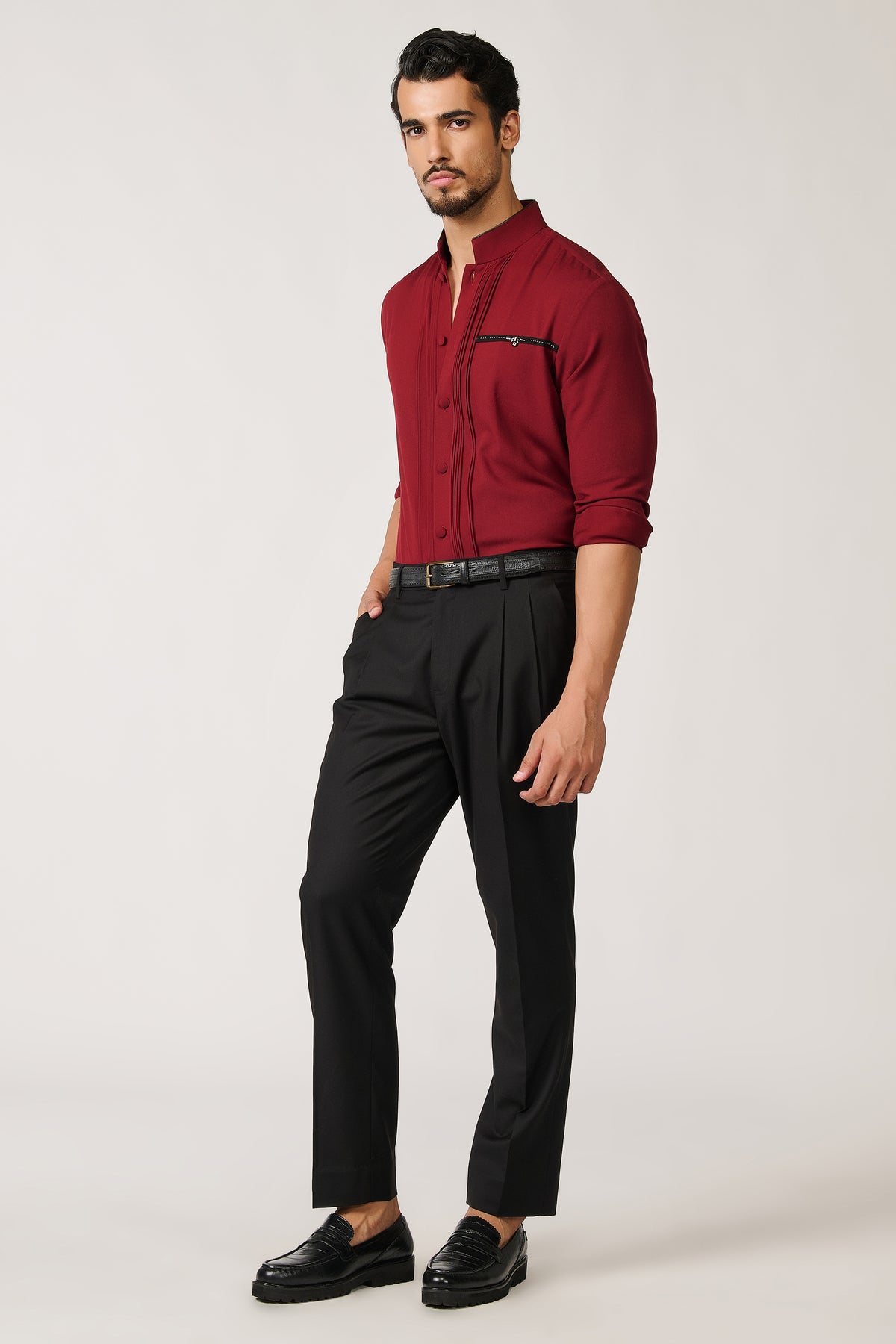 Cherry Band Collar Shirt