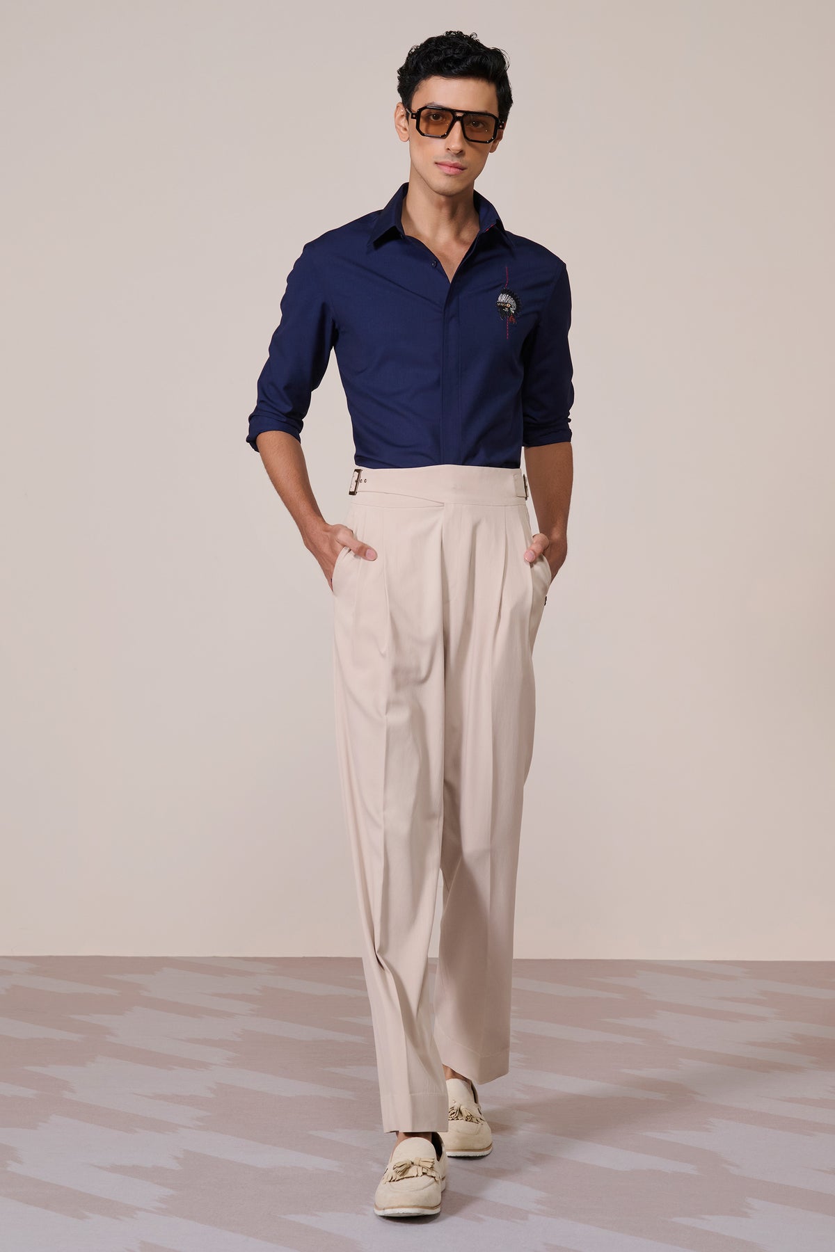 Navy Eagle Embroidered Shirt