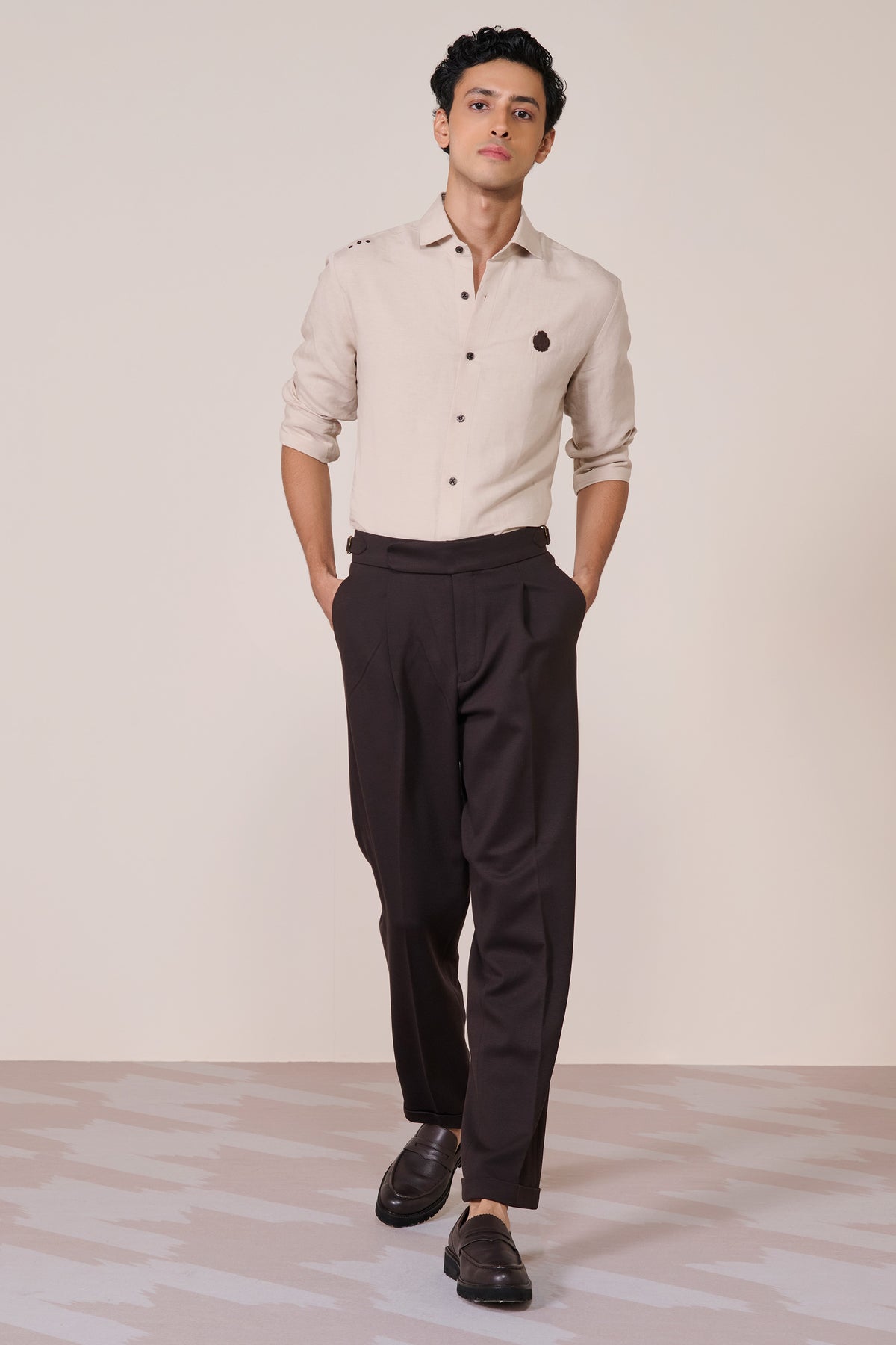Ecru Linen Crested Shirt