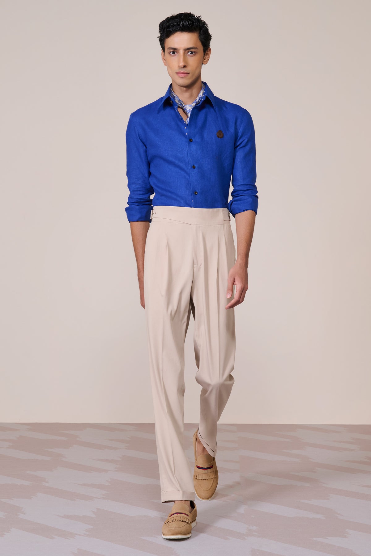 Racer Blue Linen Crest Shirt