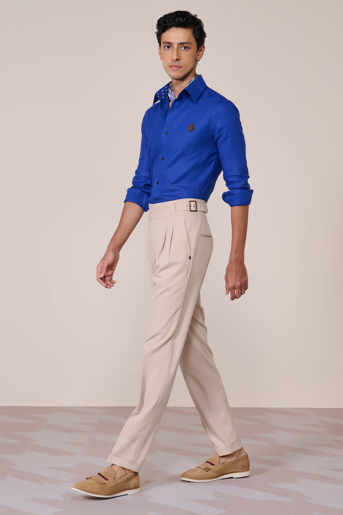 Racer Blue Linen Crest Shirt