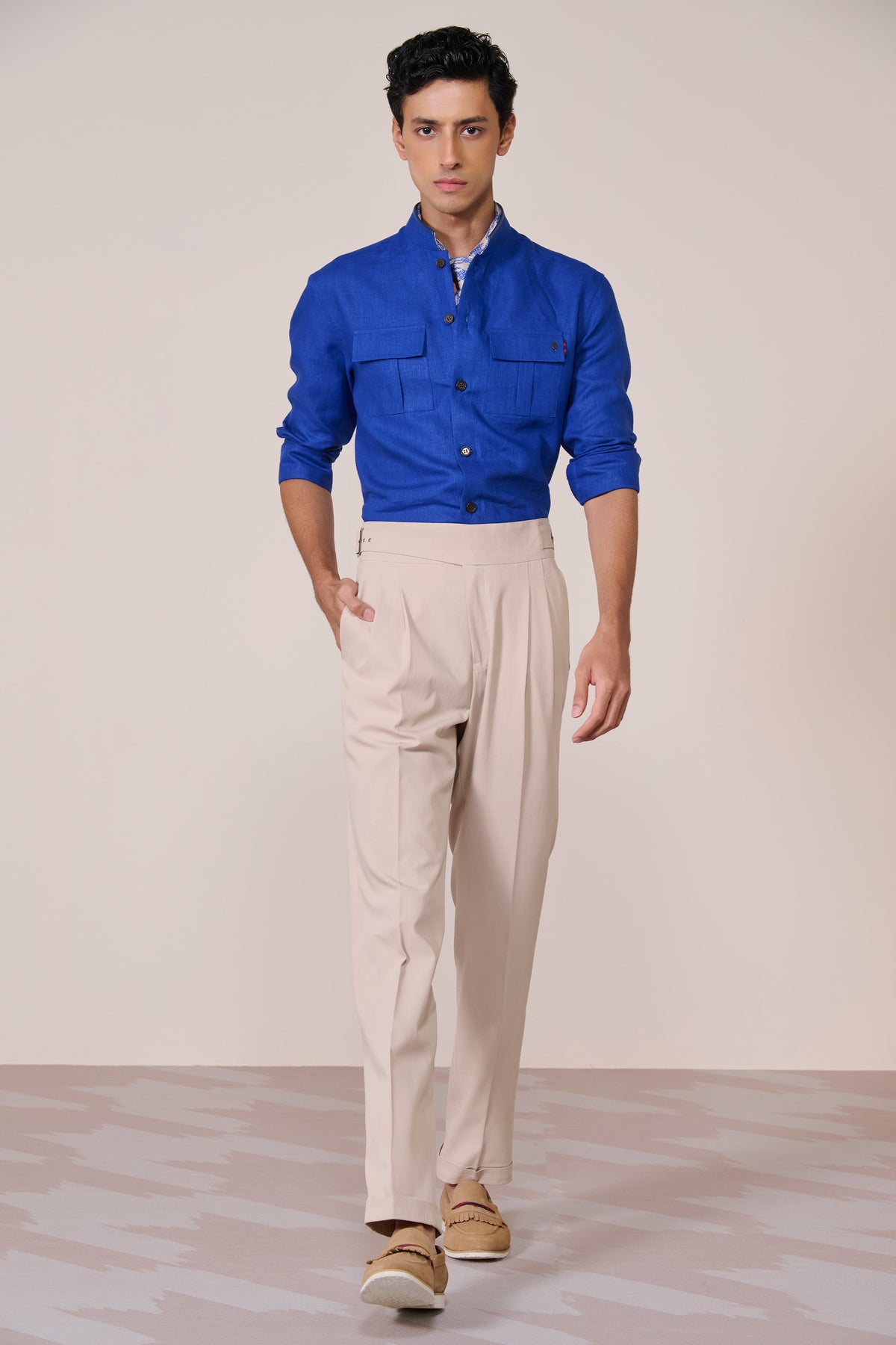 Racer Blue Utility Linen Shirt