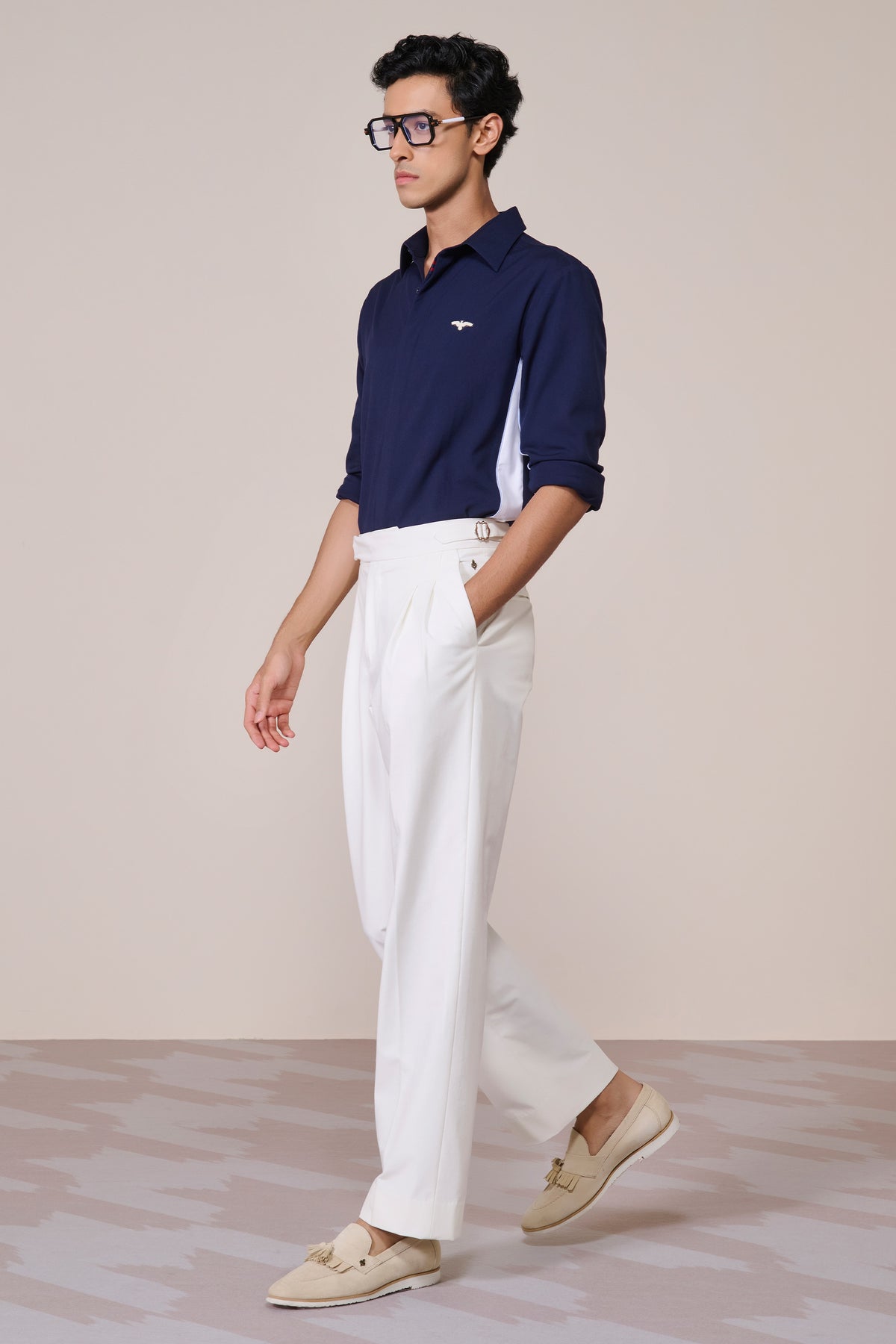 Navy Colour Block Shirt