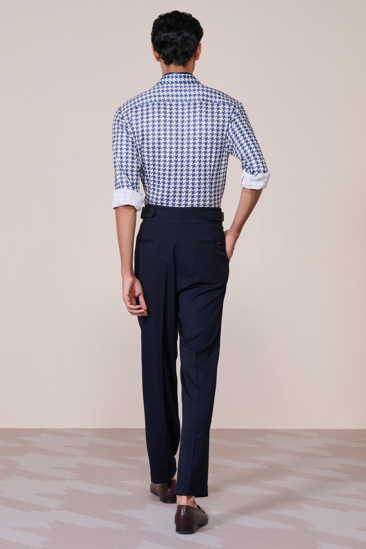 Navy Print Poly Jersey Shirt