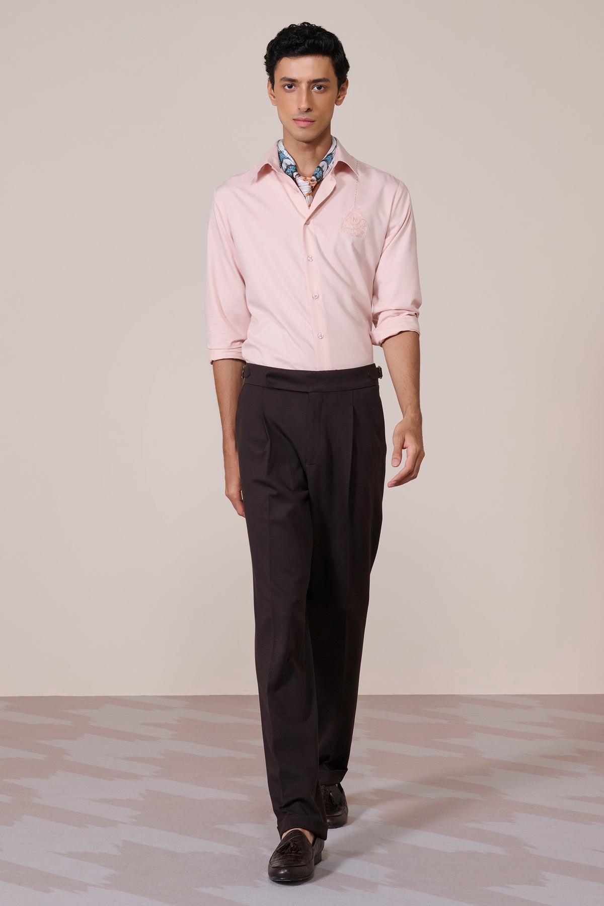 Light Pink Shirt with Embroidered Crest
