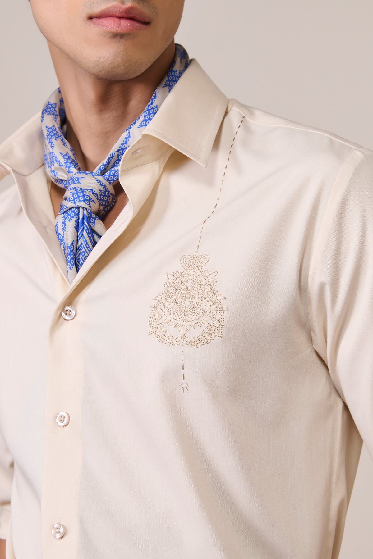 Light Peach Shirt with Embroidered Crest