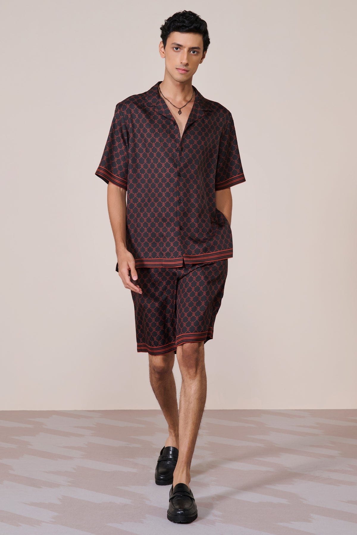 Black Twill Silk Shorts