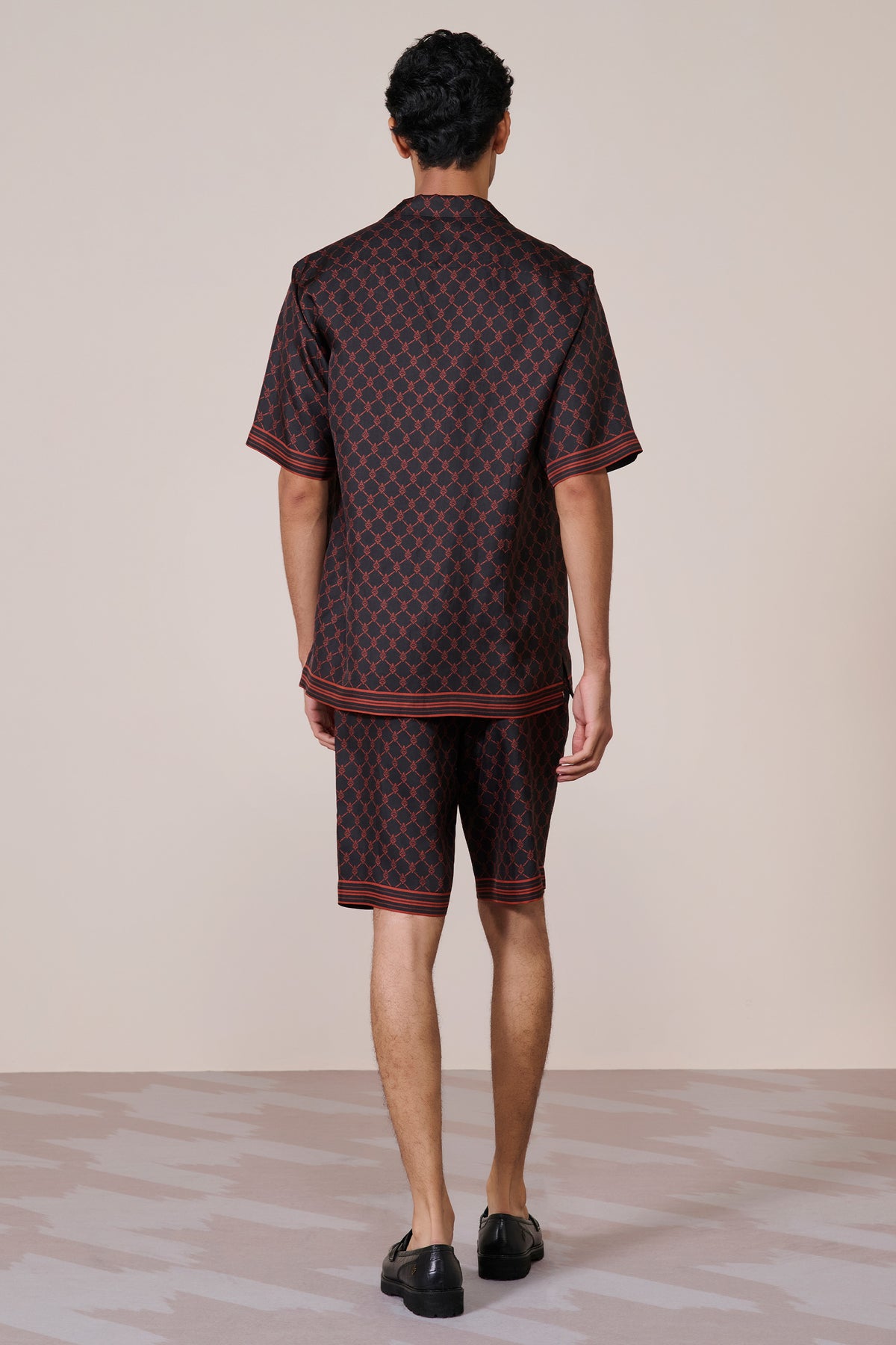 Black Twill Silk Shorts
