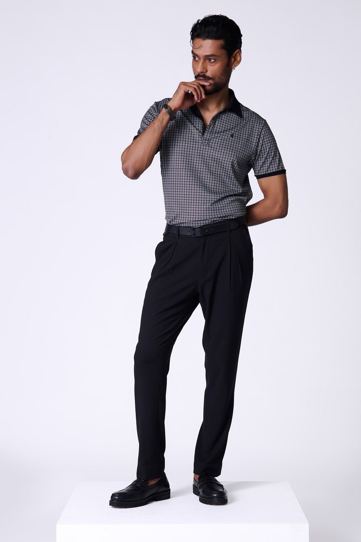 Black Printed Crepe Jersey T-Shirt