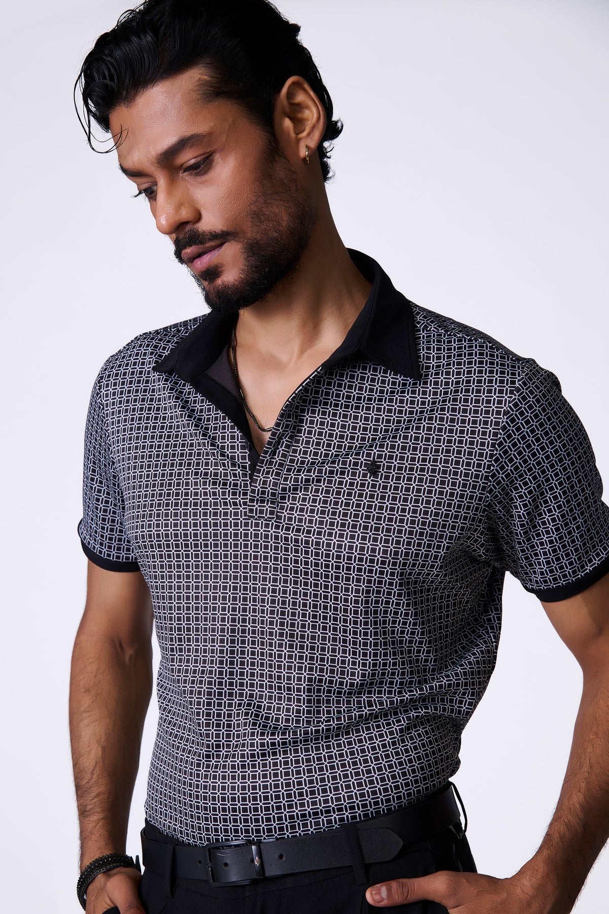 Black Printed Crepe Jersey T-Shirt