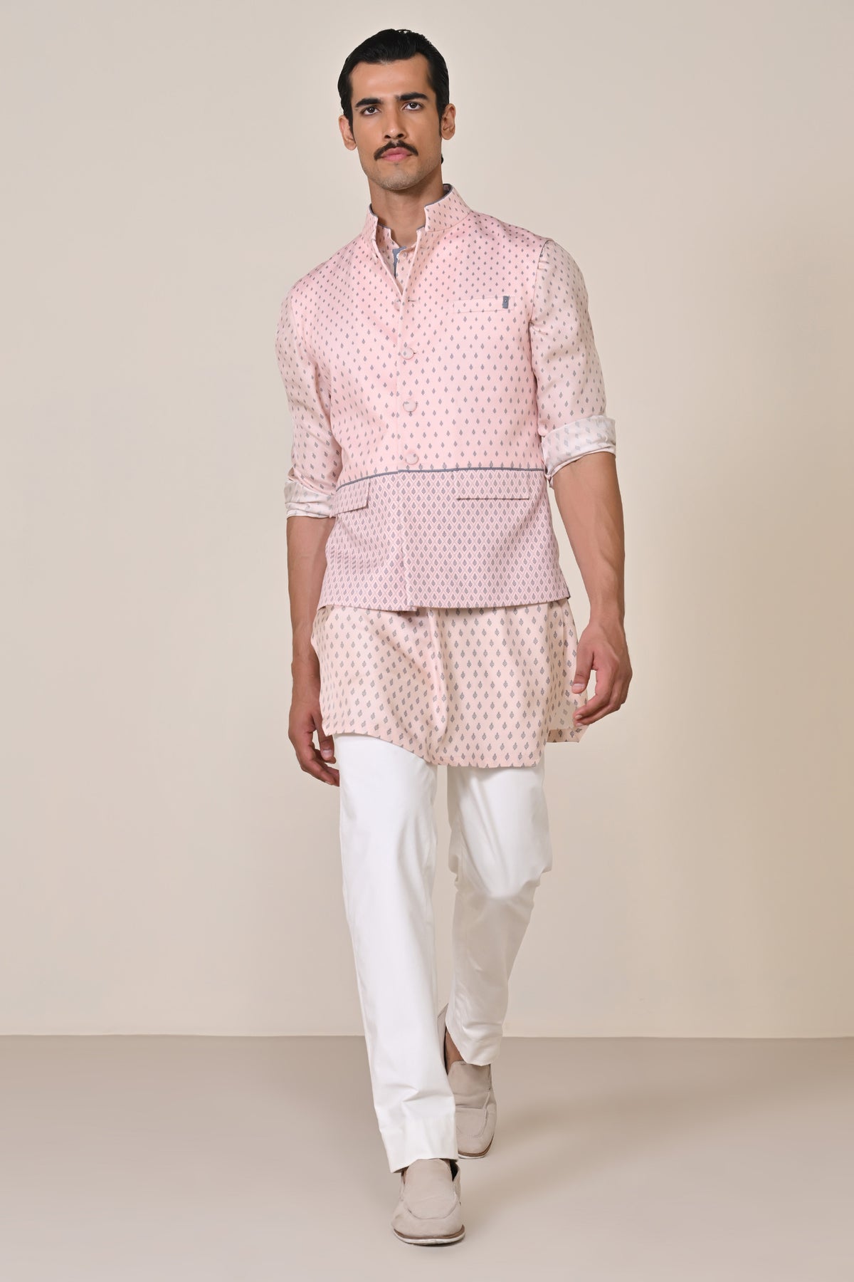 Pink Adamas Printed Waistcoat