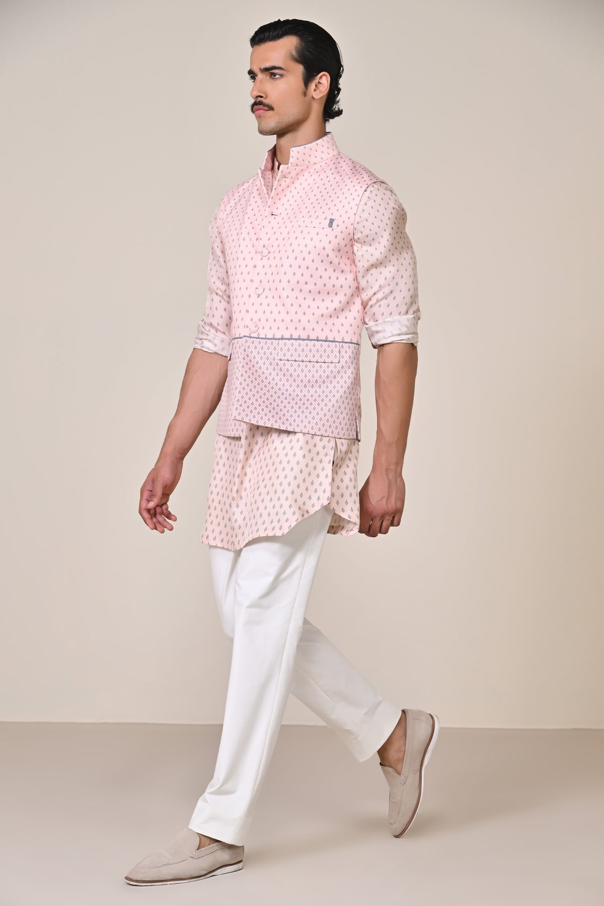 Pink Adamas Printed Waistcoat