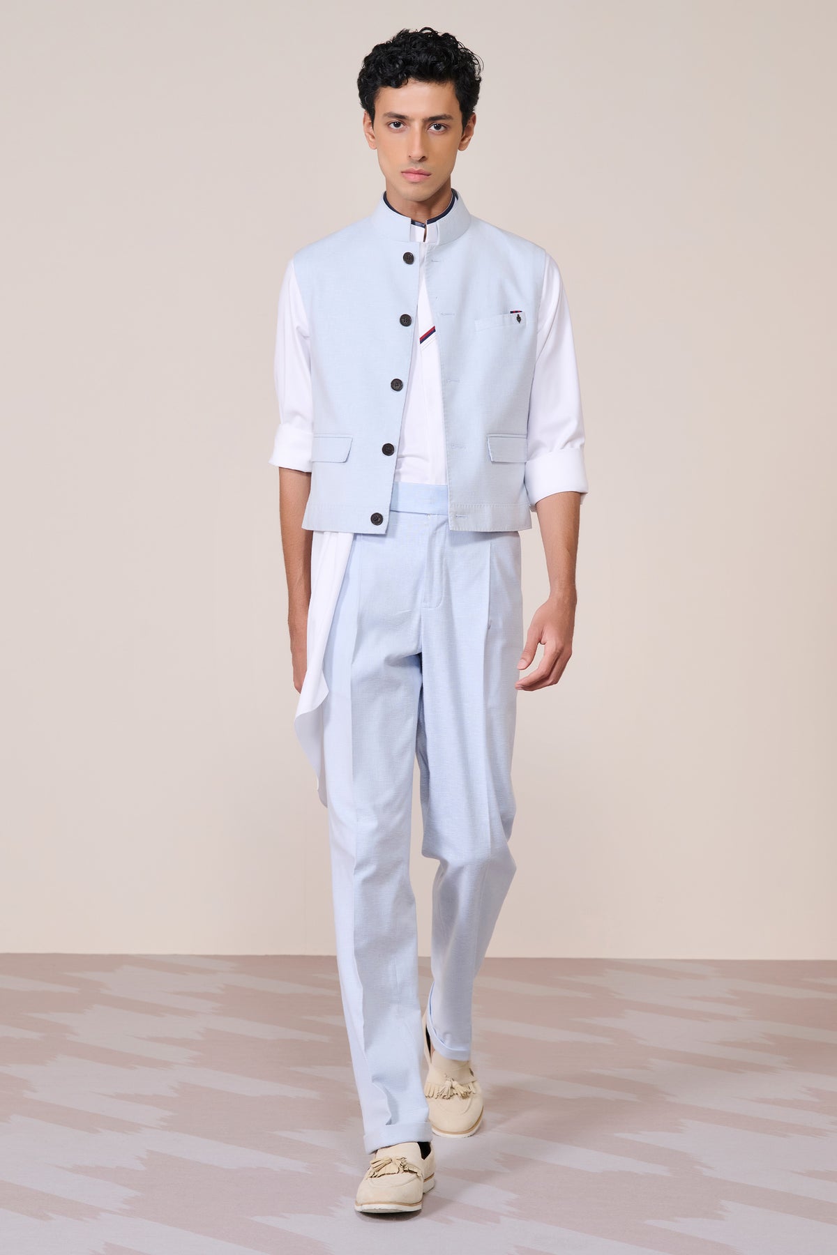 Light Blue Linen Waistcoat