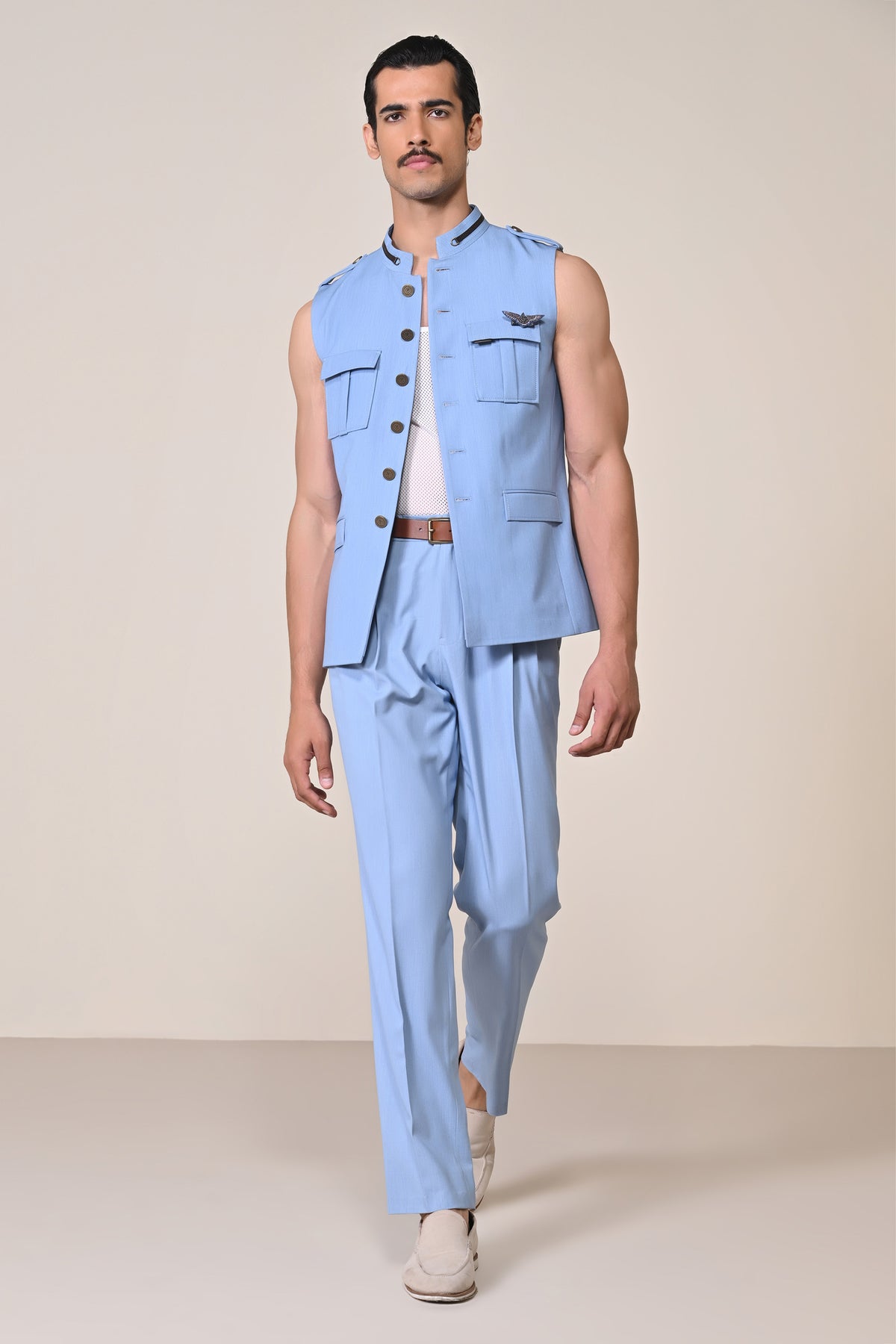 Light blue Nehruvian Waistcoat