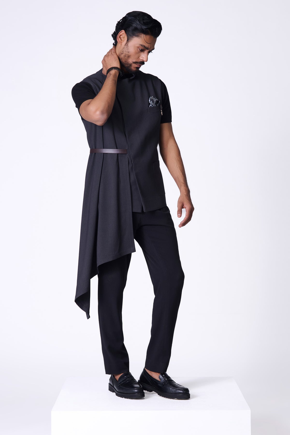 Grey Waistcoat with Neo Drape