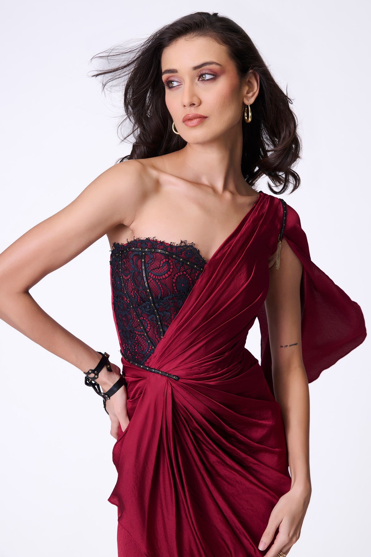 Cherry One-Shoulder Corset Dress