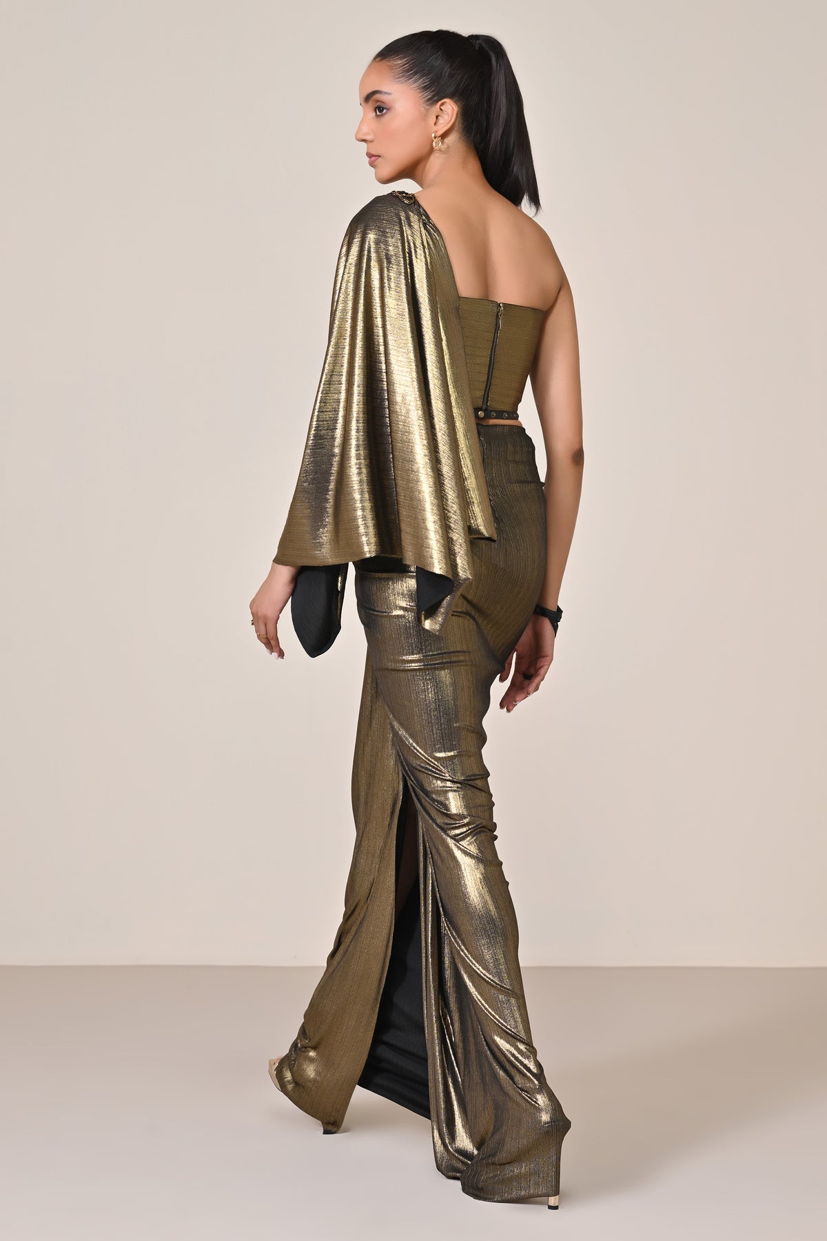 Metallic One-Shoulder Top