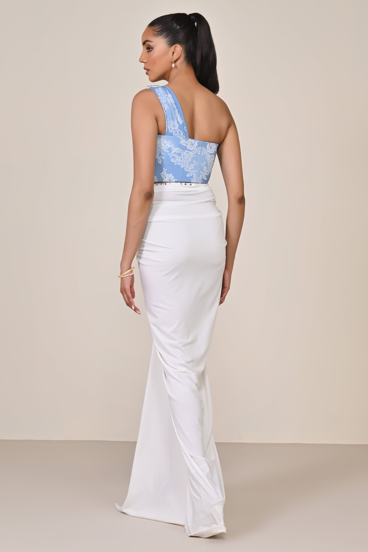 One-Shoulder Printed Corset Top